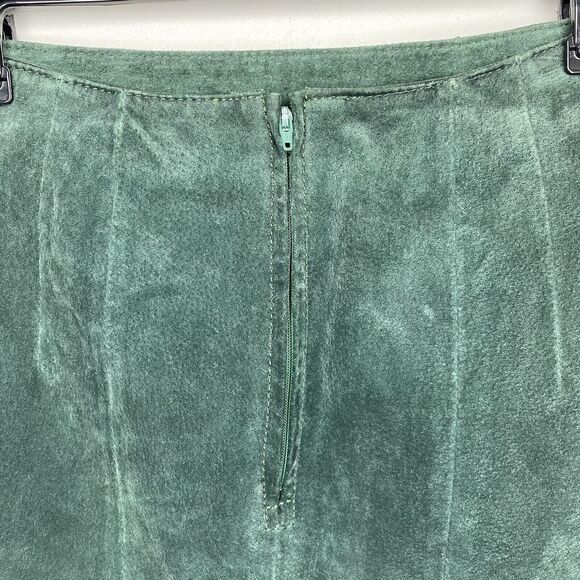 WINLIT Skirt Womens 5/6 Extra Small XS Green Suede Leather Straight Pencil VTG - Picture 4 of 7
